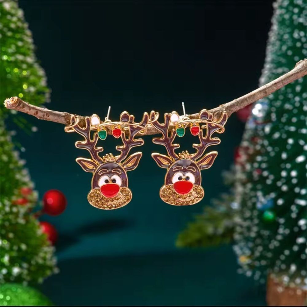 Festive Reindeer Stud Earrings